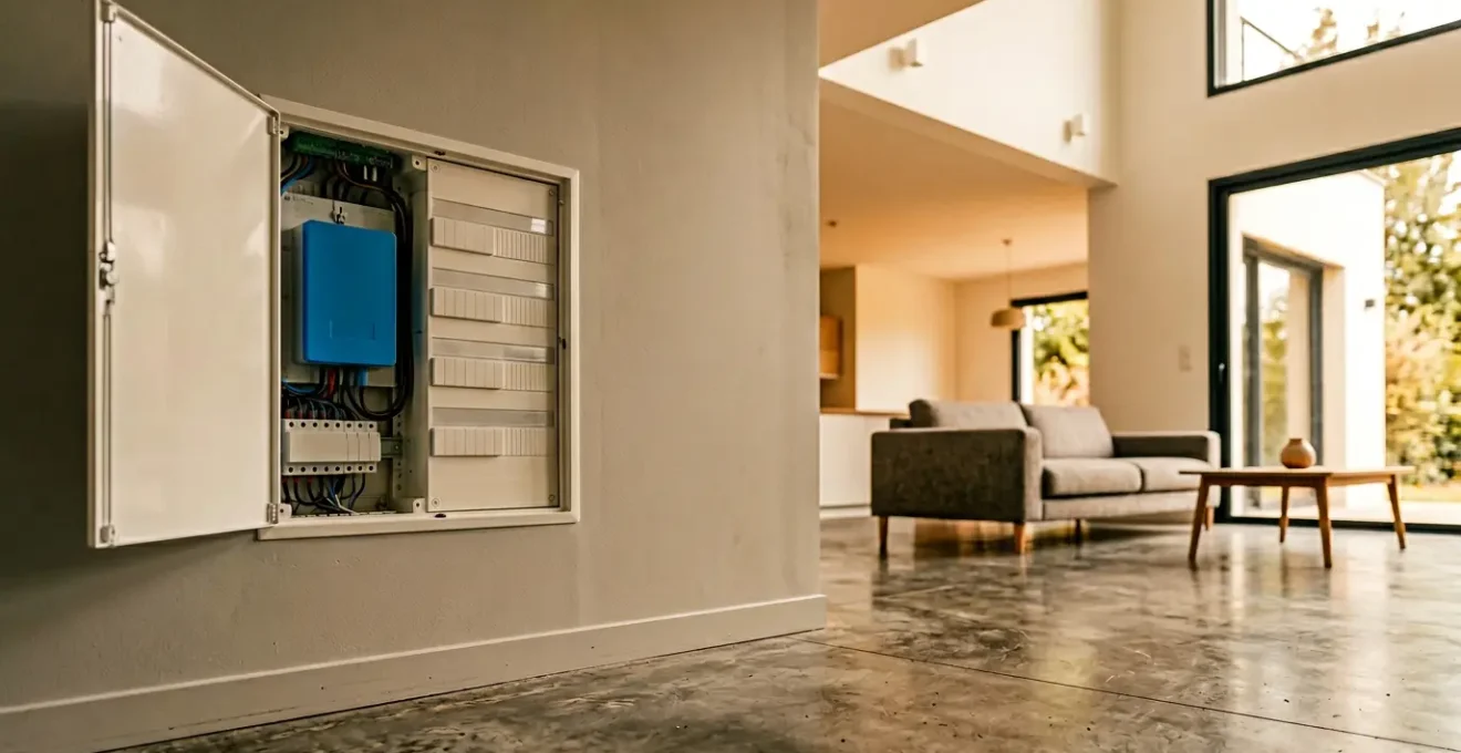 Installation électrique moderne dans une maison française avec compteur intelligent