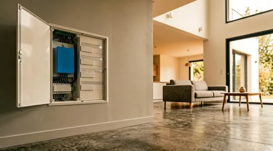 Installation électrique moderne dans une maison française avec compteur intelligent