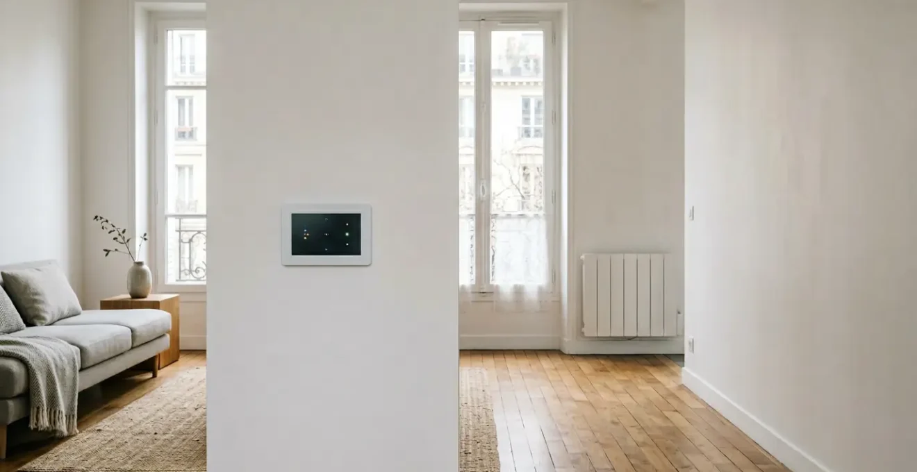 Panneau de contrôle moderne de gestion énergétique dans un intérieur domestique français