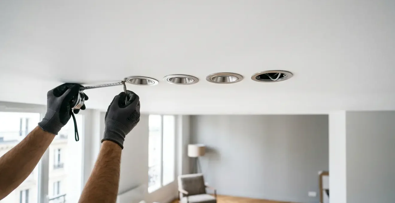 Installation professionnelle de spots LED encastrés dans un faux-plafond moderne