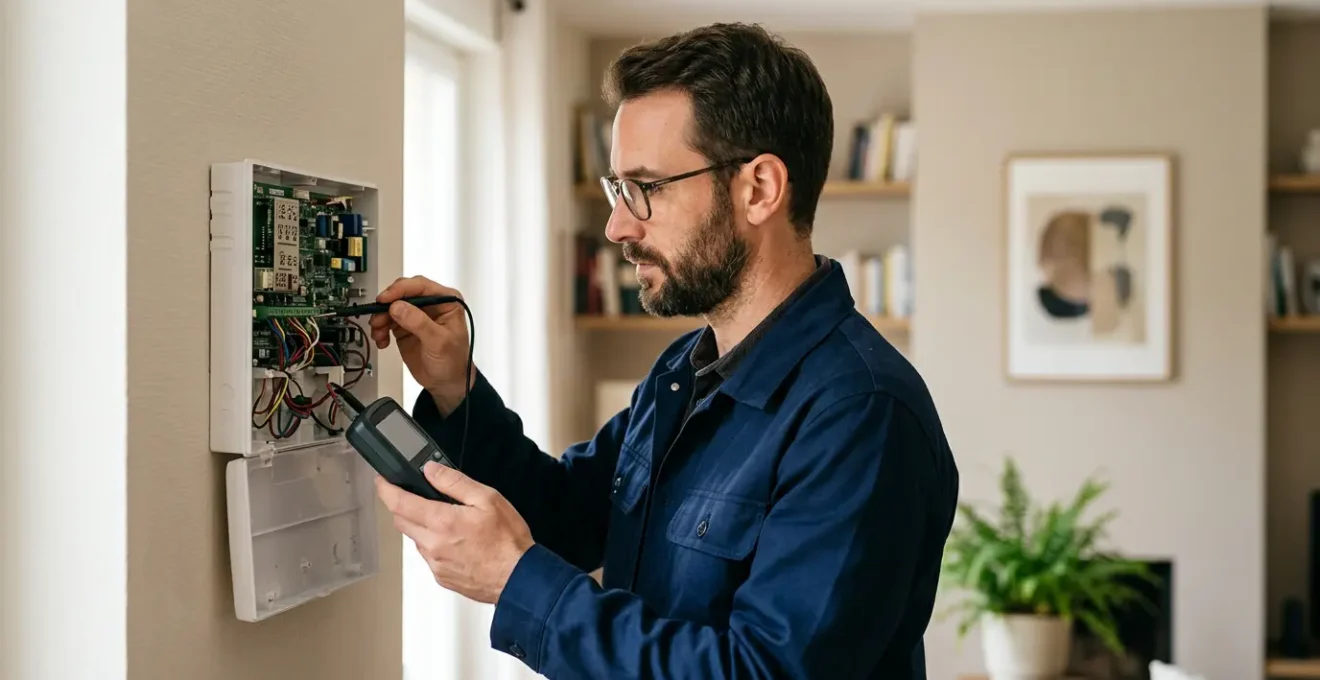 Maintenance professionnelle d'un système d'alarme anti-intrusion dans une résidence française moderne
