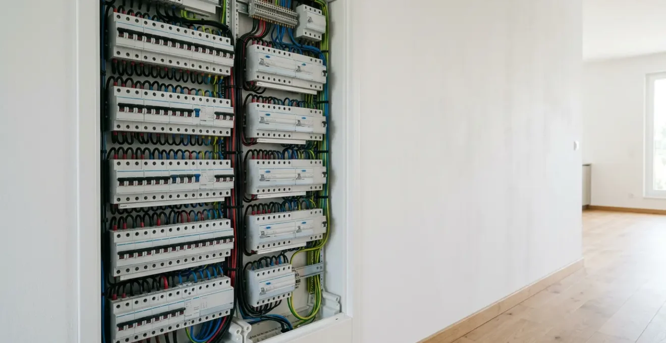 Gaine technique de logement moderne avec tableau électrique dimensionné pour une maison neuve