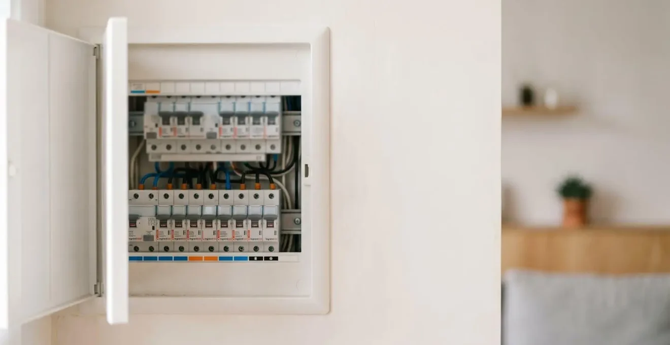 Tableau électrique moderne avec composants de protection essentiels pour une installation conforme