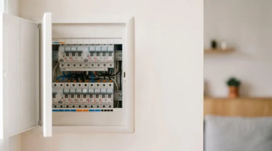 Tableau électrique moderne avec composants de protection essentiels pour une installation conforme